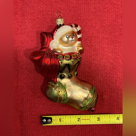 Old World Christmas Teddy Bear Christmas Ornament Blown Glass - Picture 3 of 5